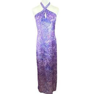 Vintage 90’s Does 70’s Gunne Sax Purple Marbled Body Con Dress 9/10